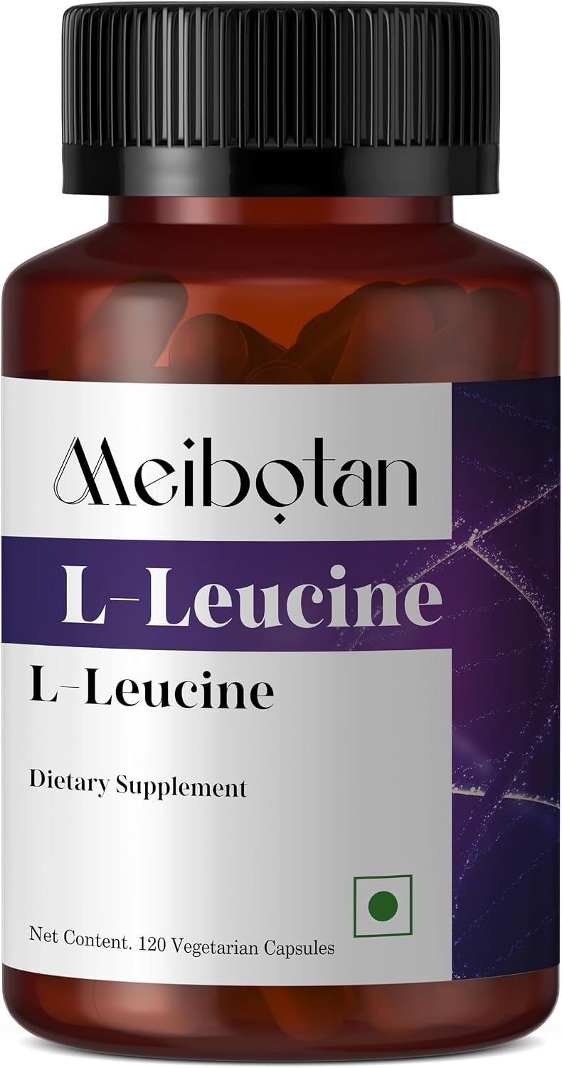 Meibotan L-Leucina Pura 2000mg - Recuperación Muscular, No GMO y Vegano - 120 Cápsulas Vegetarianas