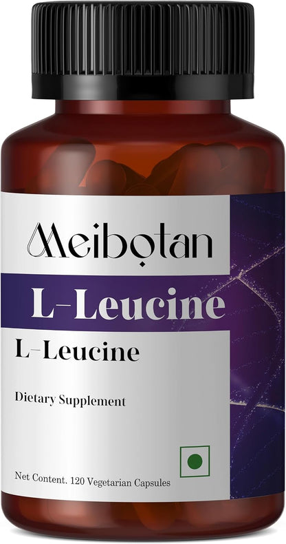 Meibotan L-Leucina Pura 2000mg - Recuperación Muscular, No GMO y Vegano - 120 Cápsulas Vegetarianas