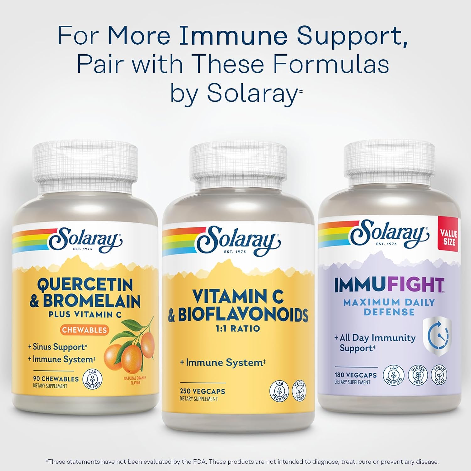SOLARAY Vitamin C 500mg with Citrus Bioflavonoids - 250 Vegan Capsules
