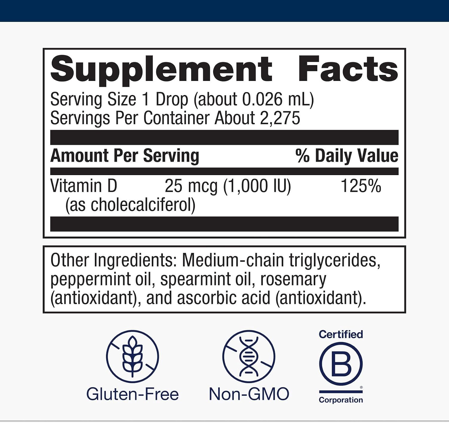 Metagenics Liquid Vitamin D3 - High Absorption - Bone & Immunity Supplement - 2 fl oz (59 ml) - 2,275 Doses