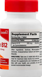 Leader Vitamina B-12 500 mcg, 100 comprimidos