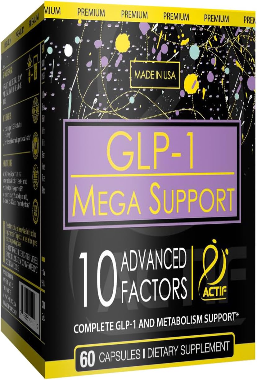 ACTIF GLP-1 Mega Support con 10 Factores Avanzados para el Control de Peso y Probióticos, 60 Comprimidos