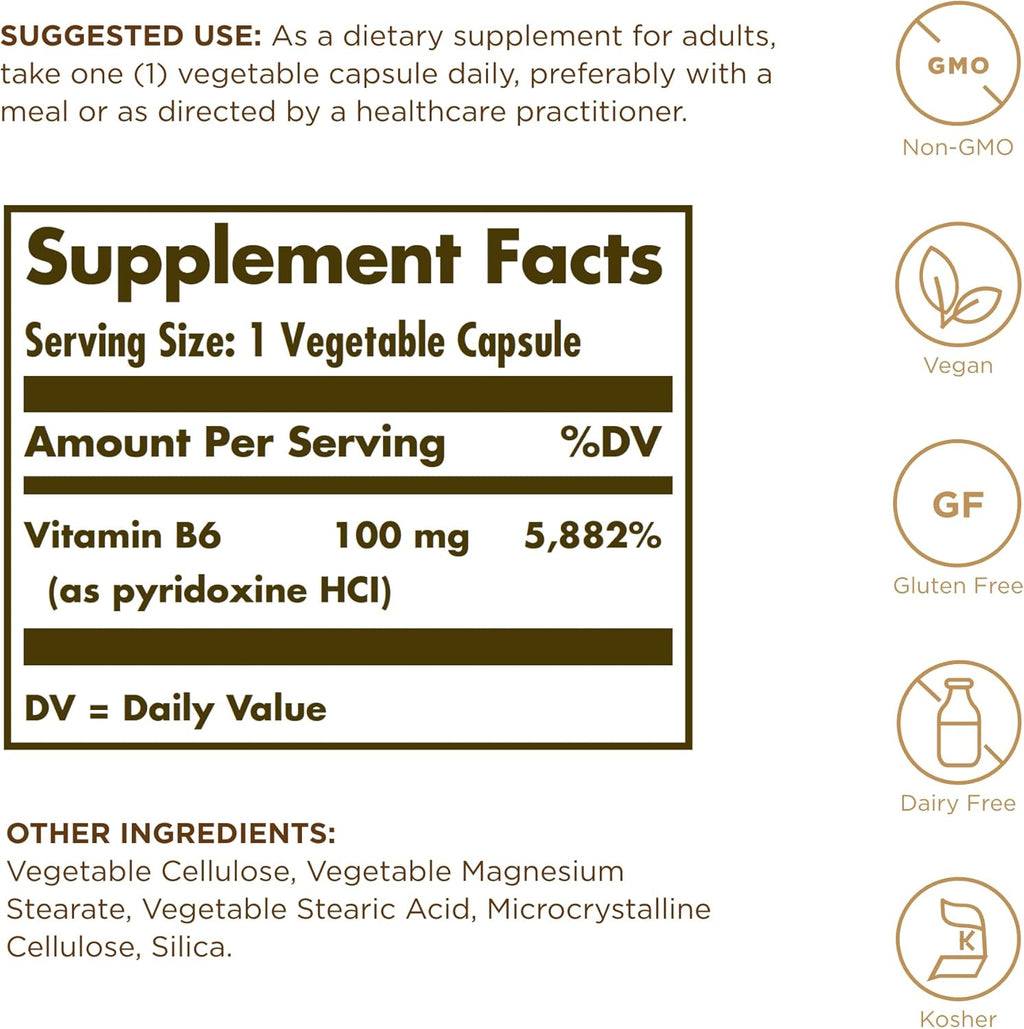 Solgar Vitamina B6 100 mg Cápsulas Vegetales
