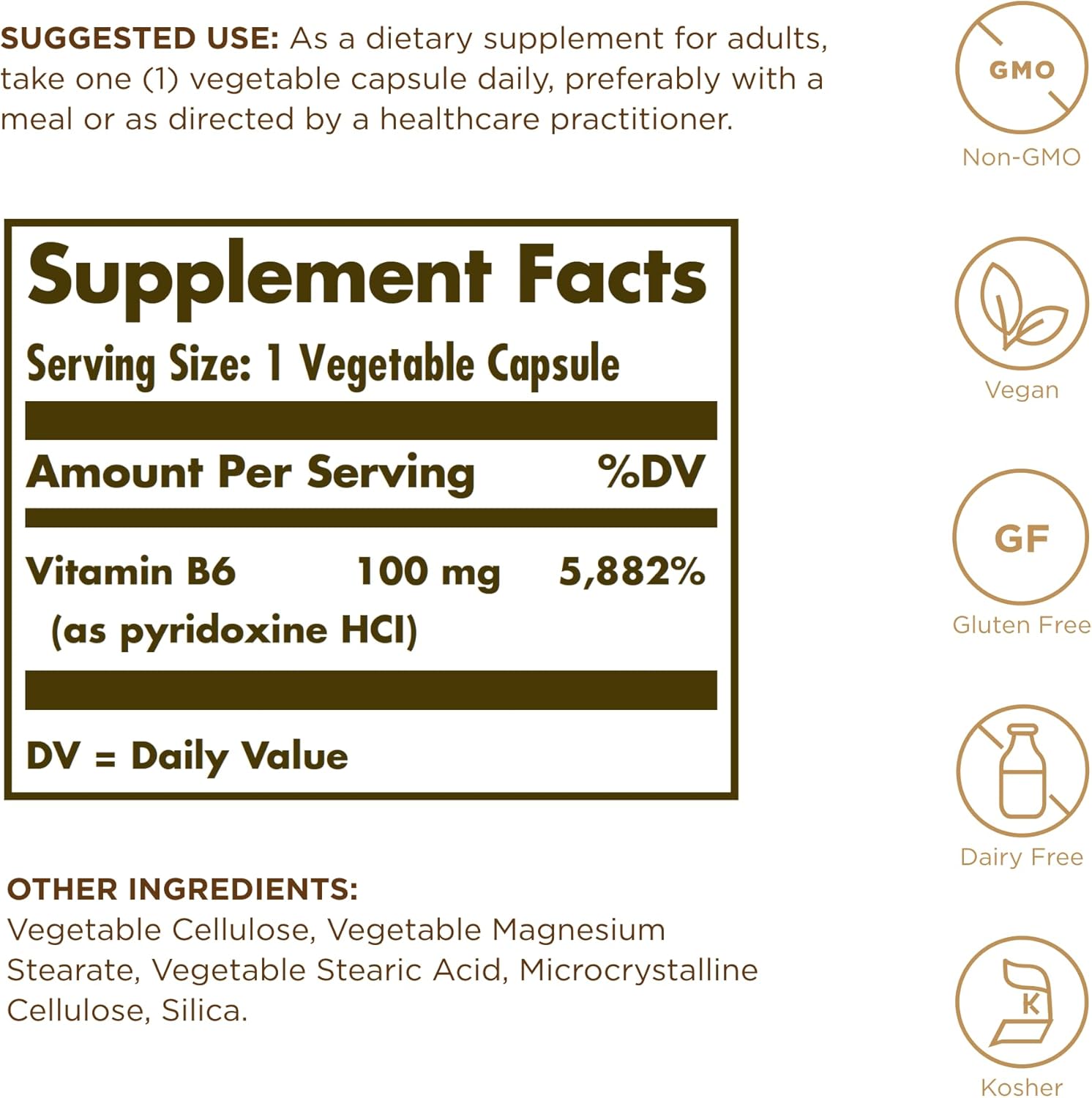Solgar Vitamina B6 100 mg Cápsulas Vegetales