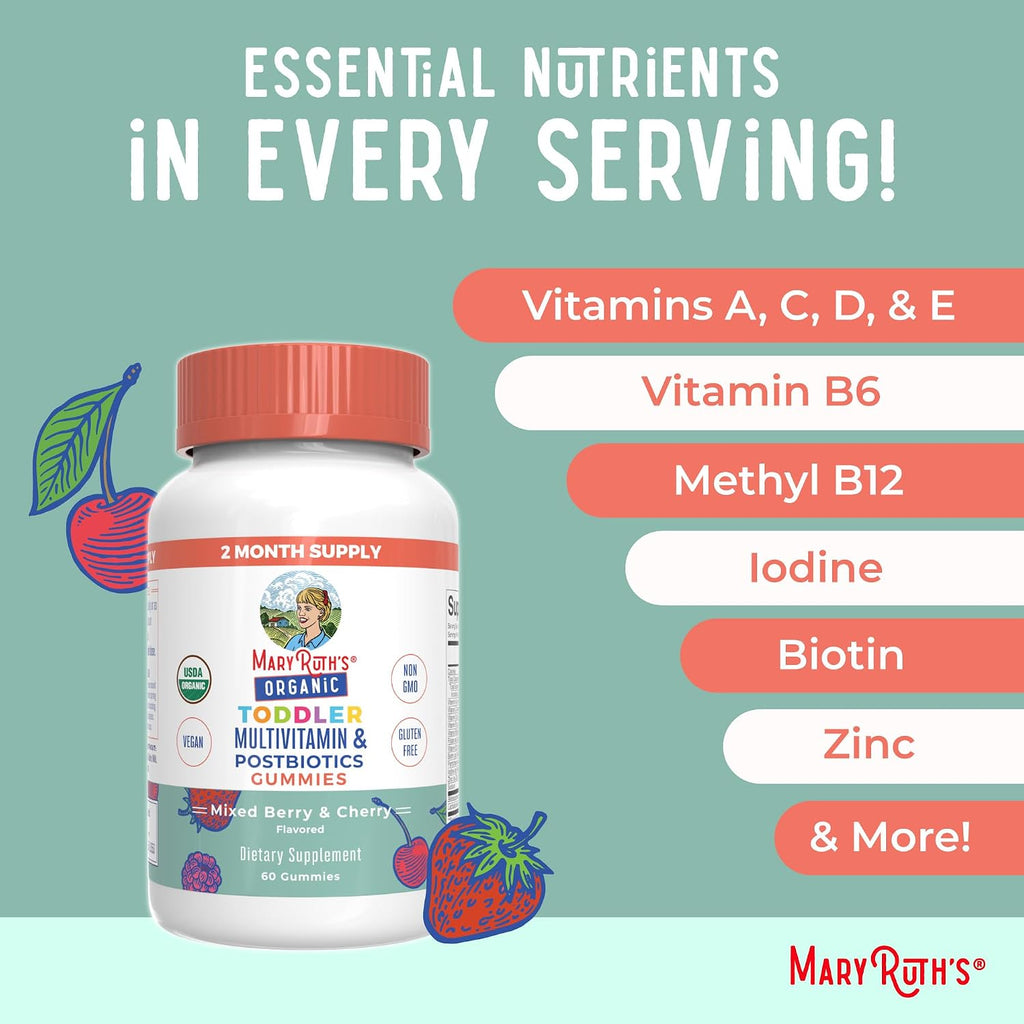 MARYRUTH'S Organics Multivitamínico Infantil + Postbióticos, 60 Gomitas