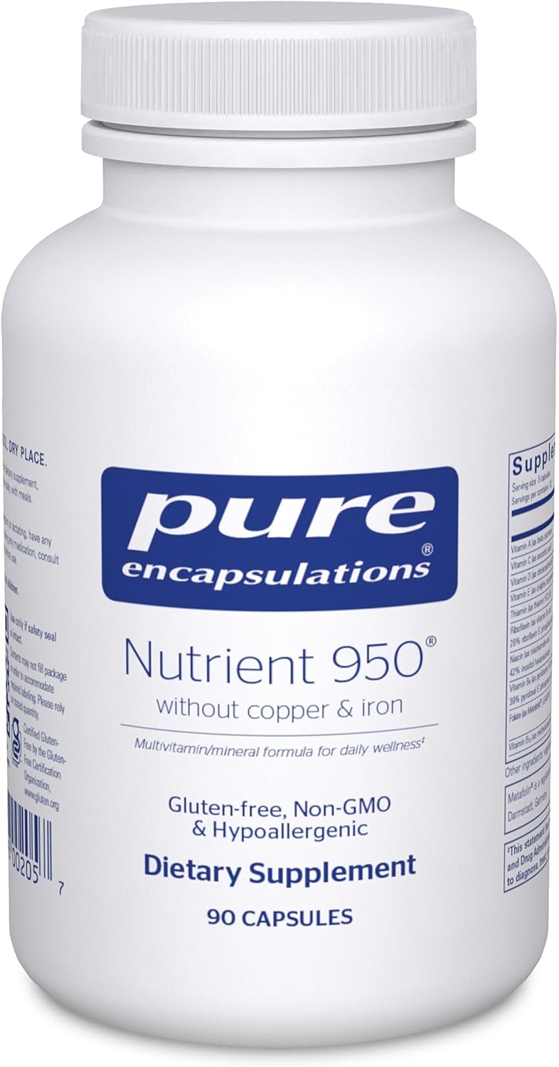 Pure Encapsulations Nutrient 950 Sin Cobre y Hierro – Multivitamínico y Mineral Hipoalergénico, 180 Cápsulas
