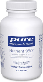 Pure Encapsulations Nutrient 950 Sin Cobre y Hierro – Multivitamínico y Mineral Hipoalergénico, 180 Cápsulas
