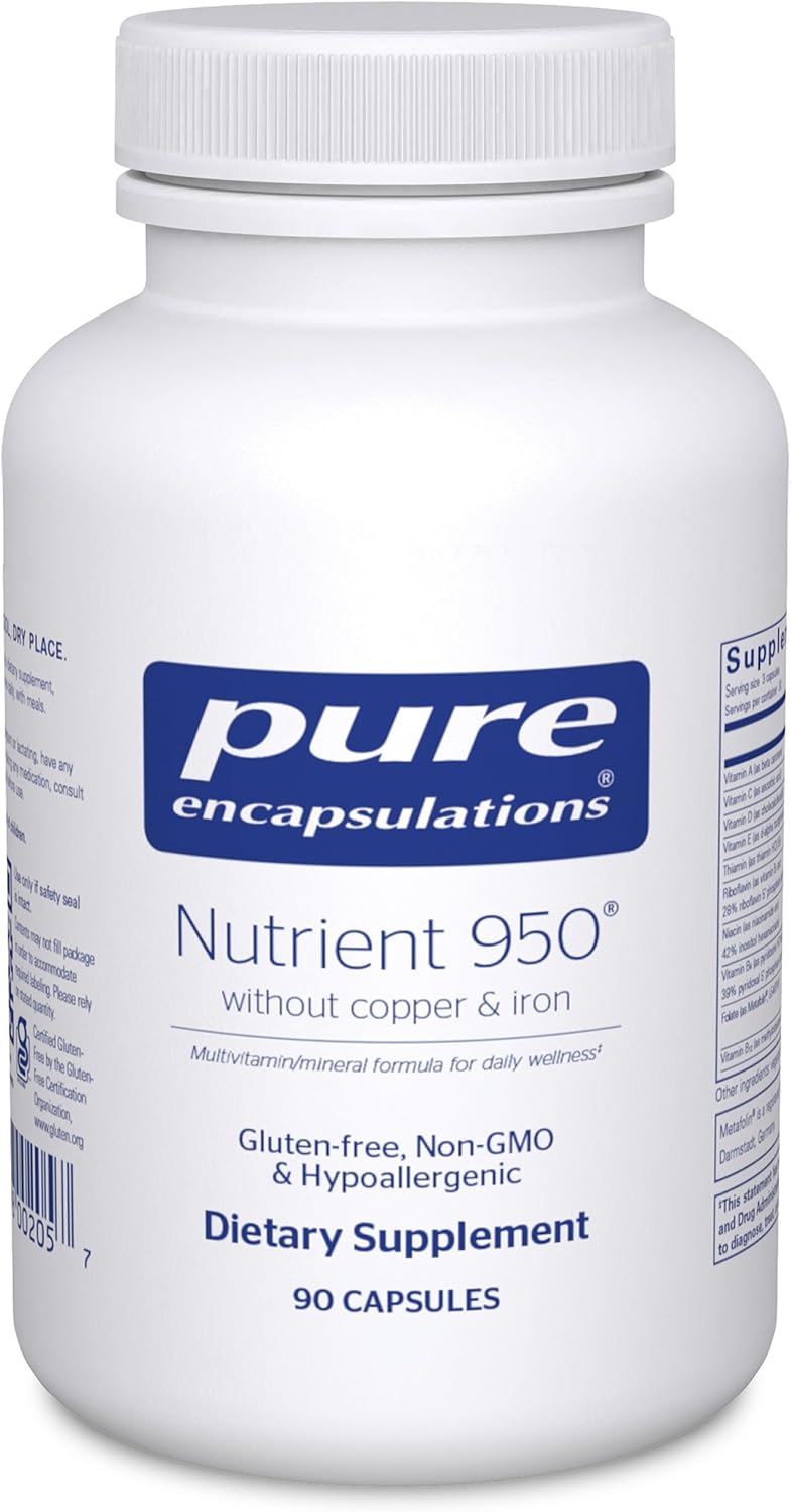 Pure Encapsulations Nutrient 950 Sin Cobre y Hierro | Fórmula Hipoalergénica Multivitamínica y Mineral | 90 Cápsulas
