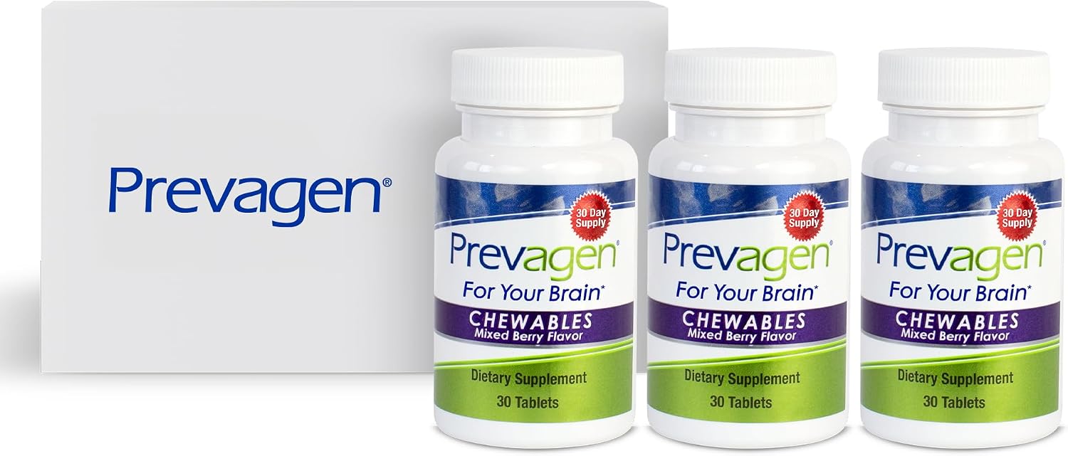 Prevagen Regular Strength Mixed Berry Chewables - 90 Comprimidos (3 Meses de Suministro) | Formulado para tu Cerebro | 10 mg de Apoaequorin + Vitamina D3