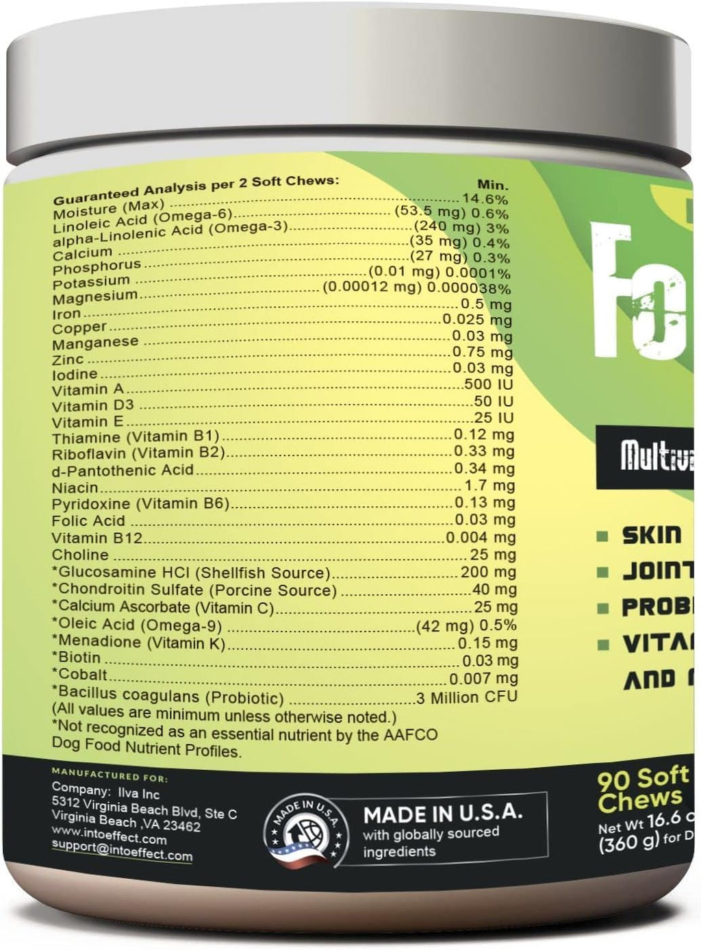 IE 4 in 1 Multivitamínicos para Perros | Apoyo Articular, Salud Inmunológica, Piel y Corazón | 90 Masticables Suaves