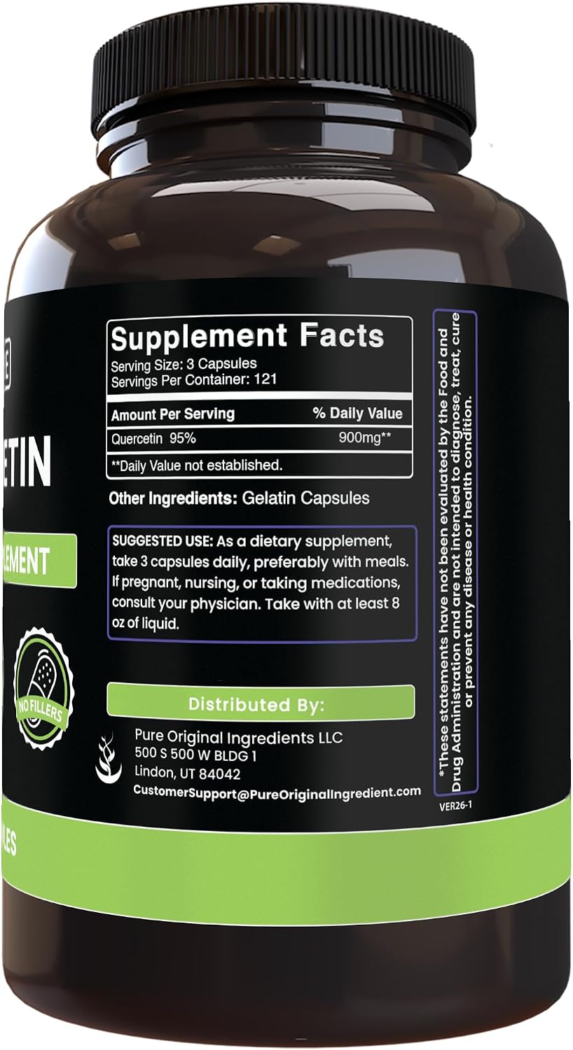 Quercetina Pura en Cápsulas (365 Cápsulas) - Sin Aditivos ni Rellenos