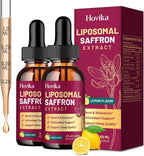 Hovika Suplemento de Azafrán Liposomal - 88.5 mg Extracto de Azafrán con L-Teanina, Manzanilla, Vitaminas C, B6, B12 y D3 - Apoyo al Estado de Ánimo, Energía y Enfoque - 60 ml Sabor Fresa