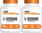 L-Serina Cápsulas - Suplemento de Aminoácidos, 2000mg por dosis, Sin Gluten, 180 Cápsulas