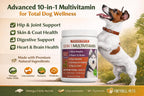 Freydell Pets Suplemento Multivitamínico 10-en-1 para Perros – Glucosamina y Condroitina, Probióticos, Omega-3 para Articulaciones, Digestión y Piel (120 masticables)