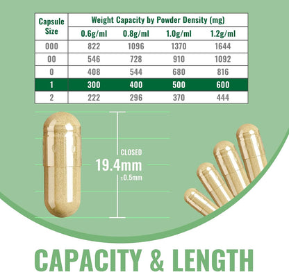 Cápsulas Veganas Vacías Tamaño 1 con 2 Micro – Cantidad: 100 cápsulas vacías. – Image 3