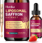 Hovika Suplemento de Azafrán Liposomal - 88.5 mg Extracto de Azafrán con L-Teanina, Manzanilla, Vitaminas C, B6, B12 y D3 - Apoyo al Estado de Ánimo, Energía y Enfoque - 60 ml Sabor Fresa