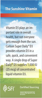 Carlson Super Daily D3 - Vitamin D3 Drops, 1000 IU per Drop, 365 Drops, Unflavored