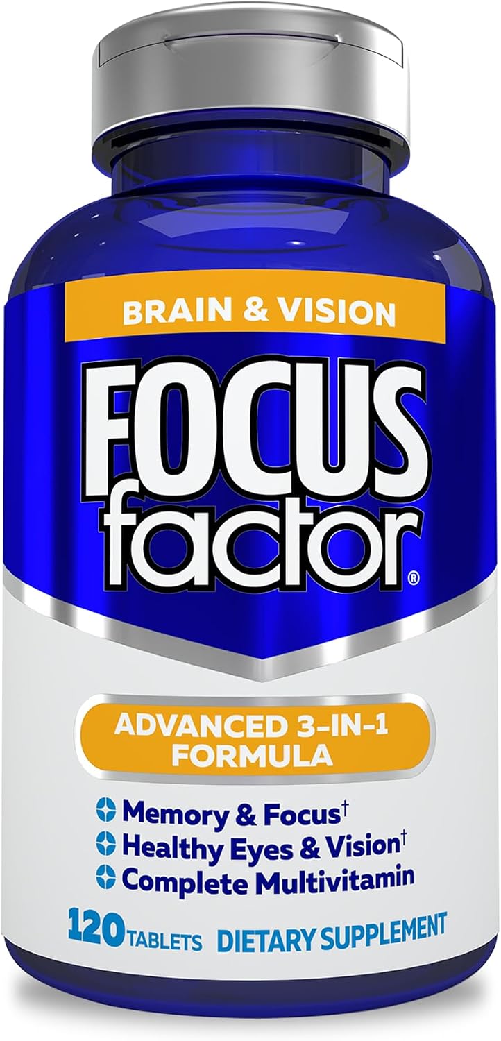 Focus Factor Complemento para Cerebro y Visión con Luteína y Zeaxantina, 120 Comprimidos
