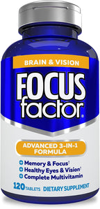 Focus Factor Complemento para Cerebro y Visión con Luteína y Zeaxantina, 120 Comprimidos