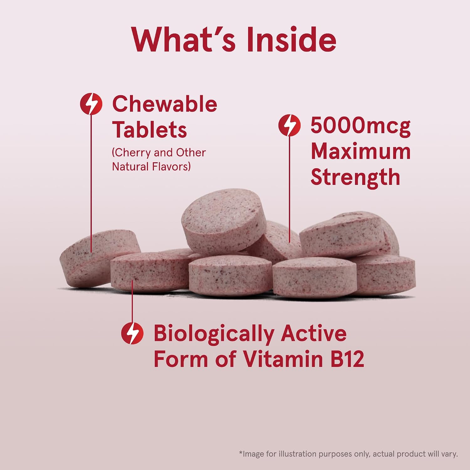 Jarrow Formulas Vitamina B12 5000 mcg - Metilcobalamina Activa, 90 Comprimidos Masticables Sabor Cereza