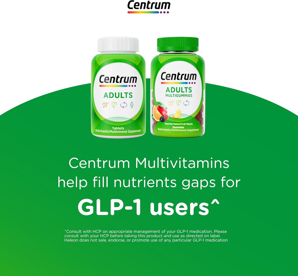 Centrum MultiGummies Gominolas Multivitamínicas para Adultos, Sabor Frutas Variadas, 180 unidades
