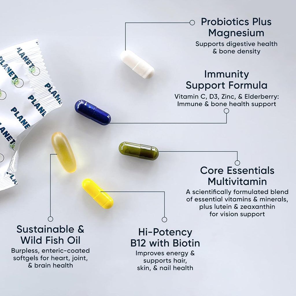 Planet 3 Vitamin Packs - Packs Diarios de Multivitaminas para Hombres y Mujeres - 90 Packs