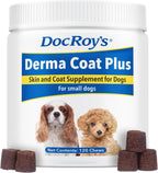 Doc Roy's Derma Coat Plus, Soft Chews with Omega 3-6-9 and Biotin for Dogs, 120 Count