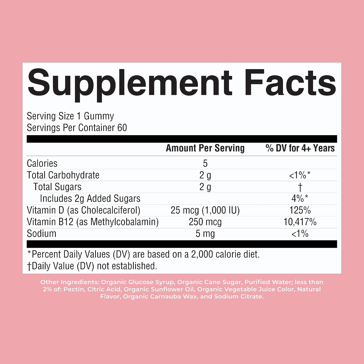 MARYRUTH'S Organic Vitamin D3 + B12 Gummies for Ages 4+ | Bone Health | Immune Support | Energy Metabolism | Cognitive Function | Vegan | Non-GMO | Gluten Free | 60 Servings | 2 Month Supply