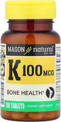 MASON NATURAL Vitamina K1, 100 mcg, 100 Comprimidos