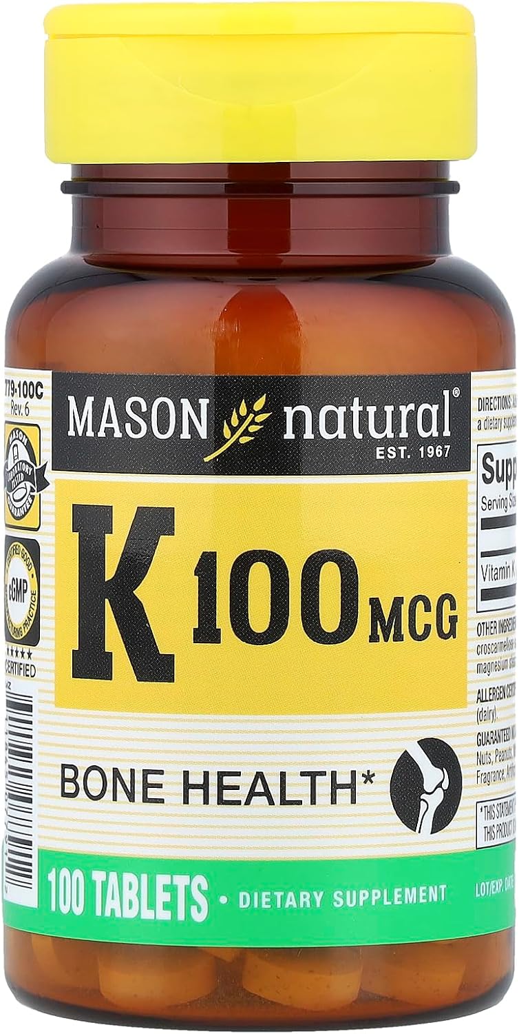 MASON NATURAL Vitamina K1, 100 mcg, 100 Comprimidos