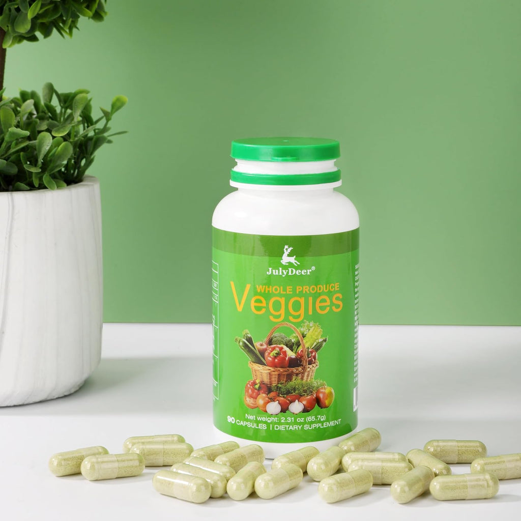 JulyDeer Veggie Supplement – 90 Cápsulas Vegetarianas con 18 Verduras