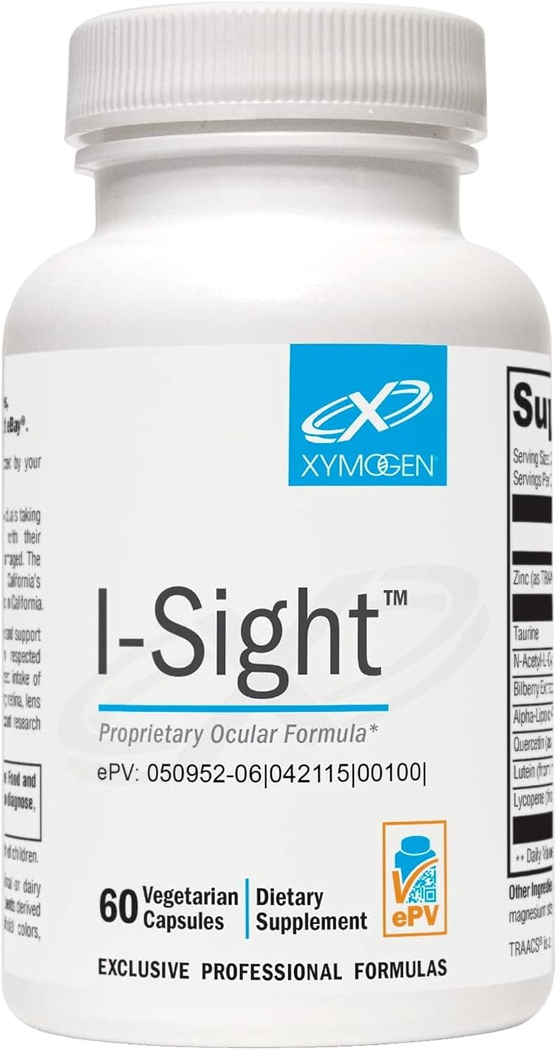 XYMOGEN I-Sight - Salud ocular y apoyo a la visión - Fórmula de nutrientes antioxidantes - Ayuda a la salud de la mácula, la retina y el cristalino - Vegetariano, sin gluten y sin lácteos - 60 cápsulas