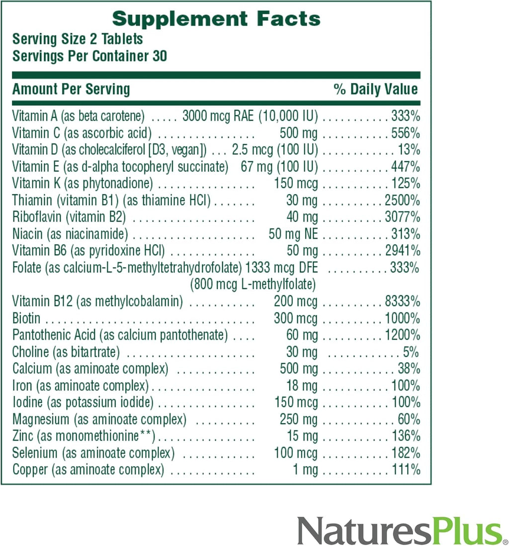 NaturesPlus Source of Life Women - 60 Comprimidos - Suplemento Multivitamínico y Mineral