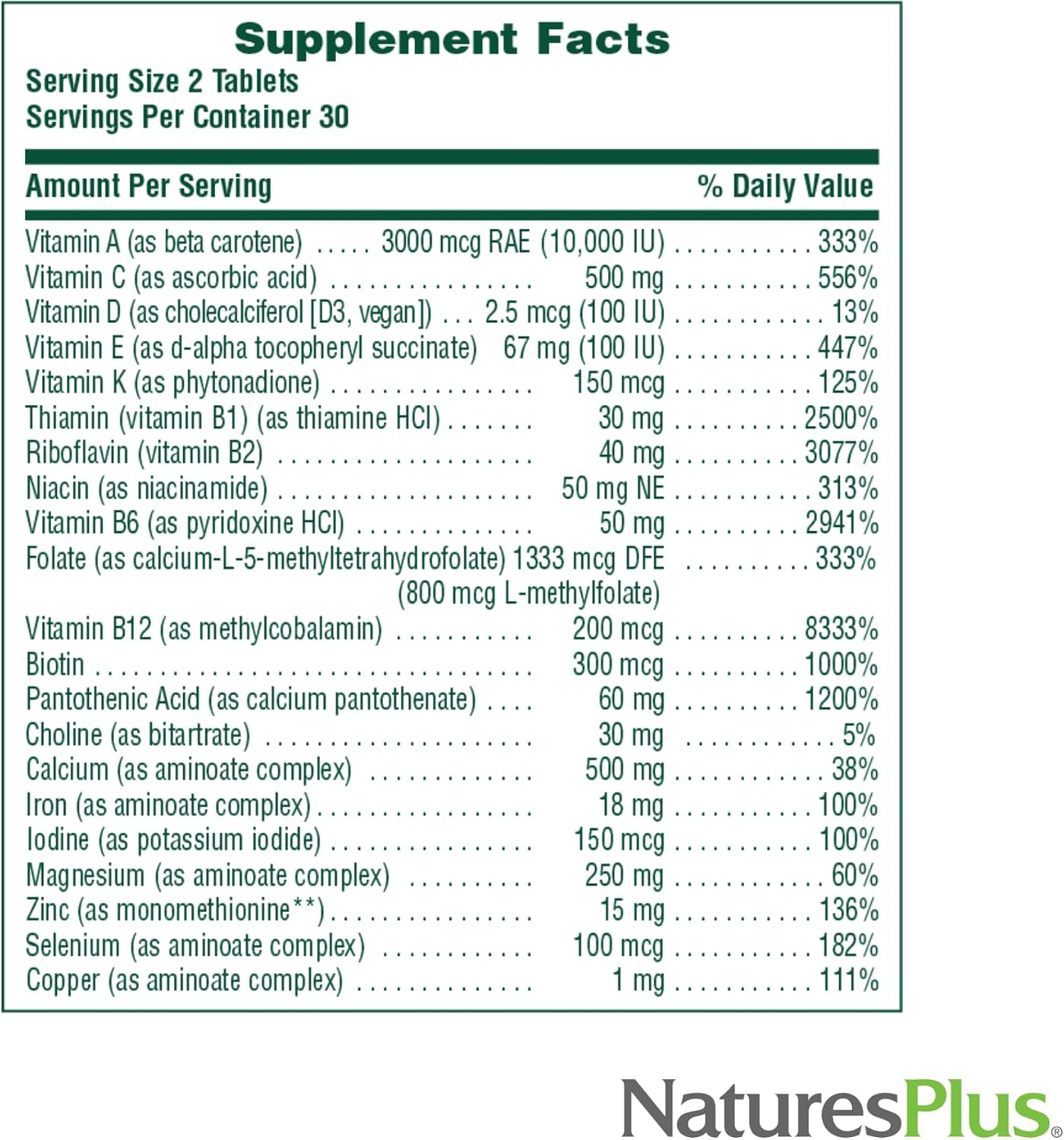 NaturesPlus Source of Life Women - 60 Comprimidos - Suplemento Multivitamínico y Mineral