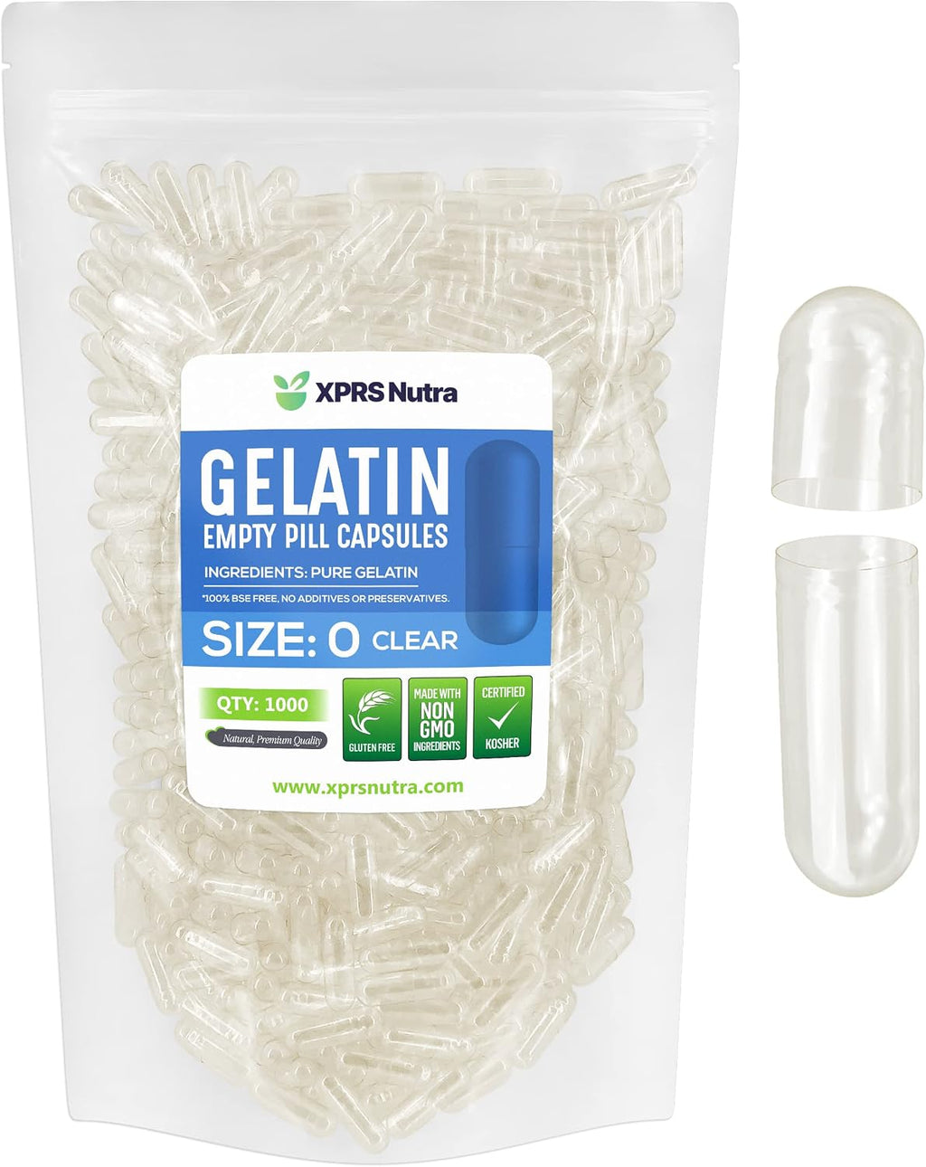 Cápsulas de Gelatina Vacías Tamaño 0 - 1000 Unidades - XPRS Nutra