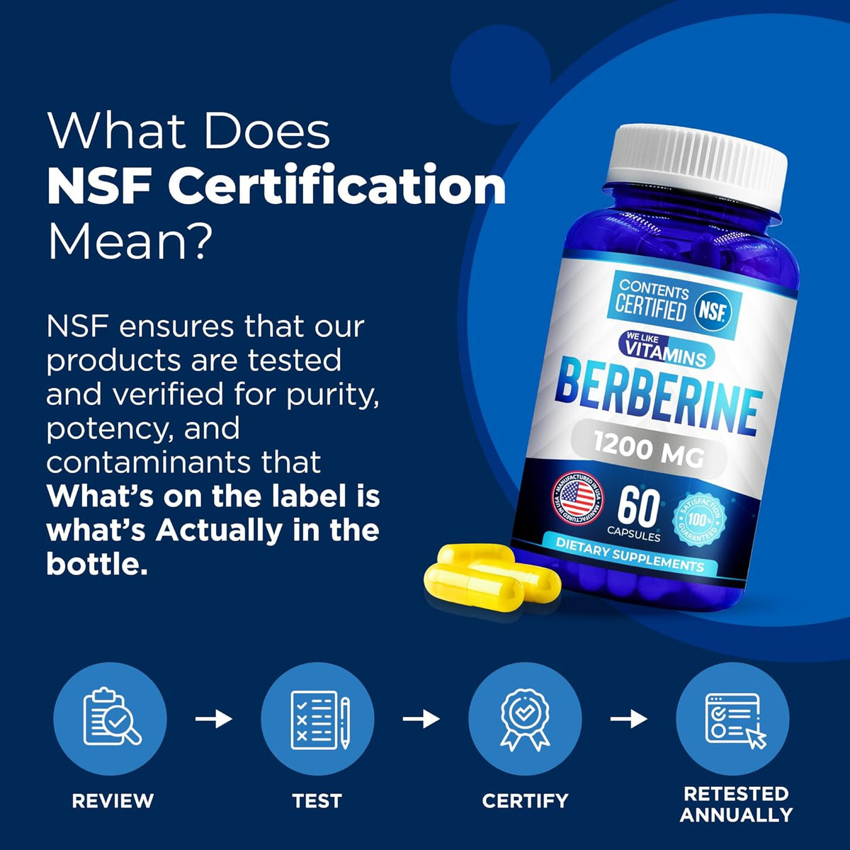 Berberine HCL 1200mg, 60 Cápsulas Vegetarianas - Certificado NSF - WeLikeVitamins – Image 2