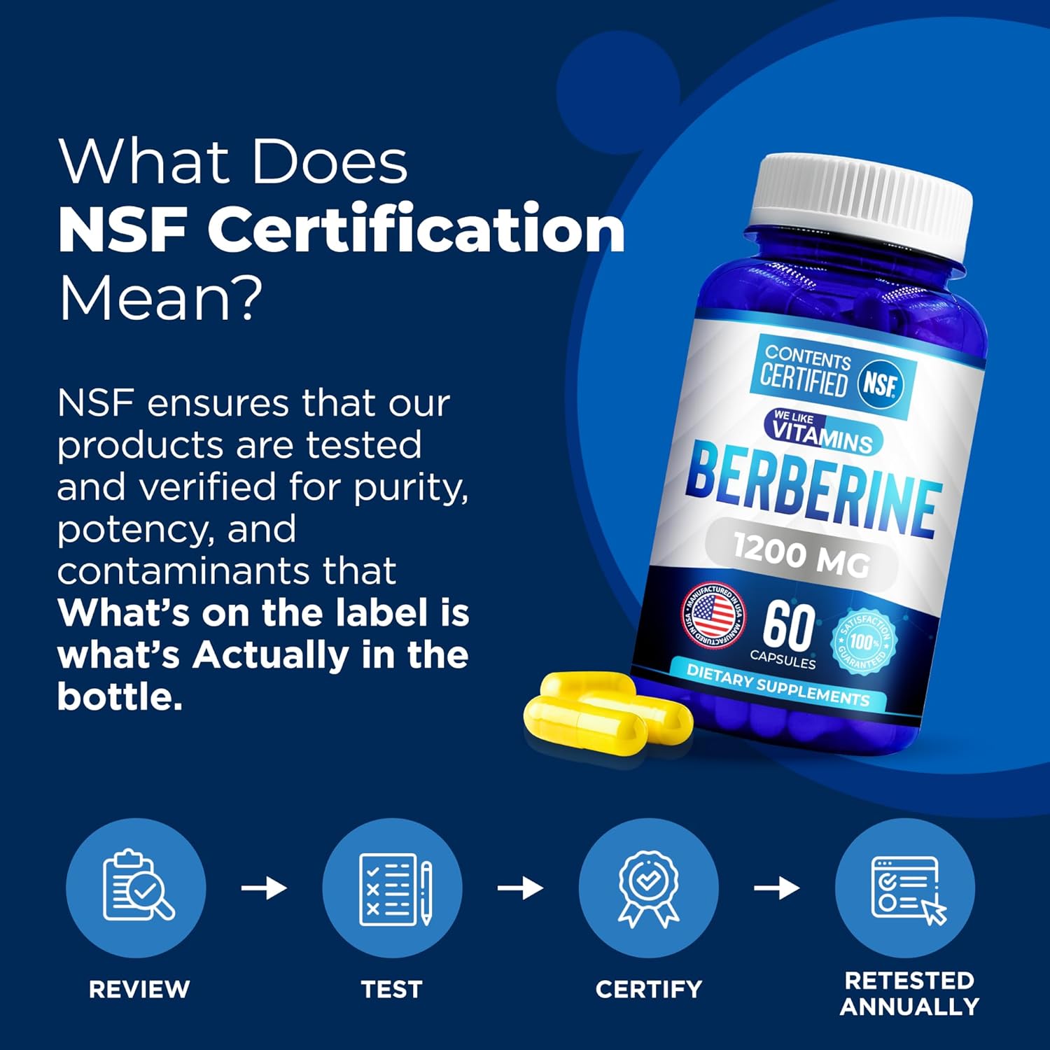 Berberine HCL 1200mg, 60 Cápsulas Vegetarianas - Certificado NSF - WeLikeVitamins