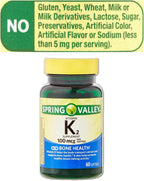 Spring Valley Vitamina K2 100 mcg, 60 Cápsulas Blandas con Pastillero