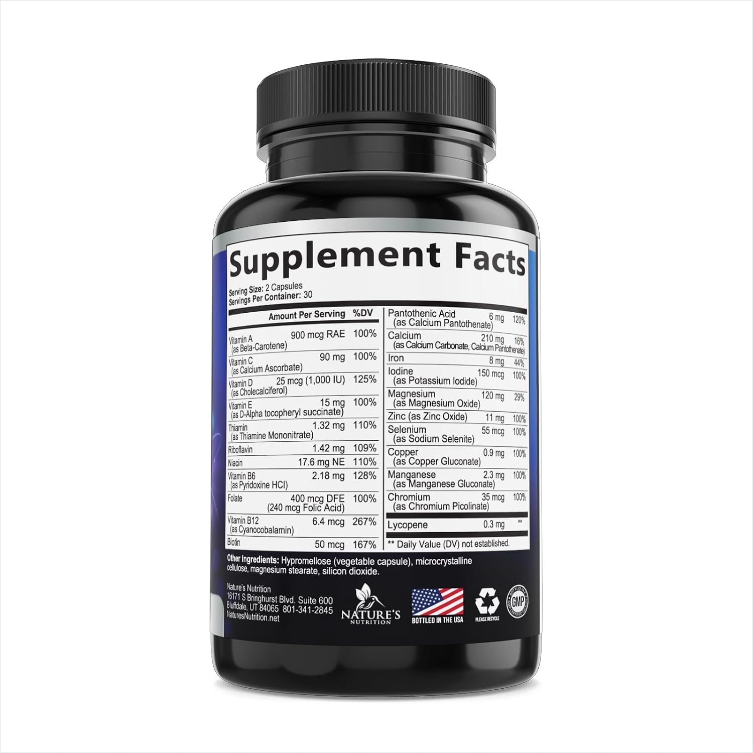 Multivitamínico para Hombres - Complejo Diario con Vitaminas A, C, D, E, B12, Zinc y Hierro - 60 Cápsulas