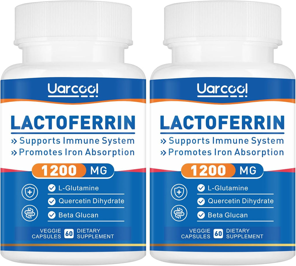 Uarcool Lactoferrina 1200mg - Apoyo Inmunitario, Sin Gluten, Vegetariano - 120 Cápsulas (2 Envases de 60)