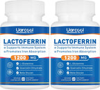 Uarcool Lactoferrina 1200mg - Apoyo Inmunitario, Sin Gluten, Vegetariano - 120 Cápsulas (2 Envases de 60)