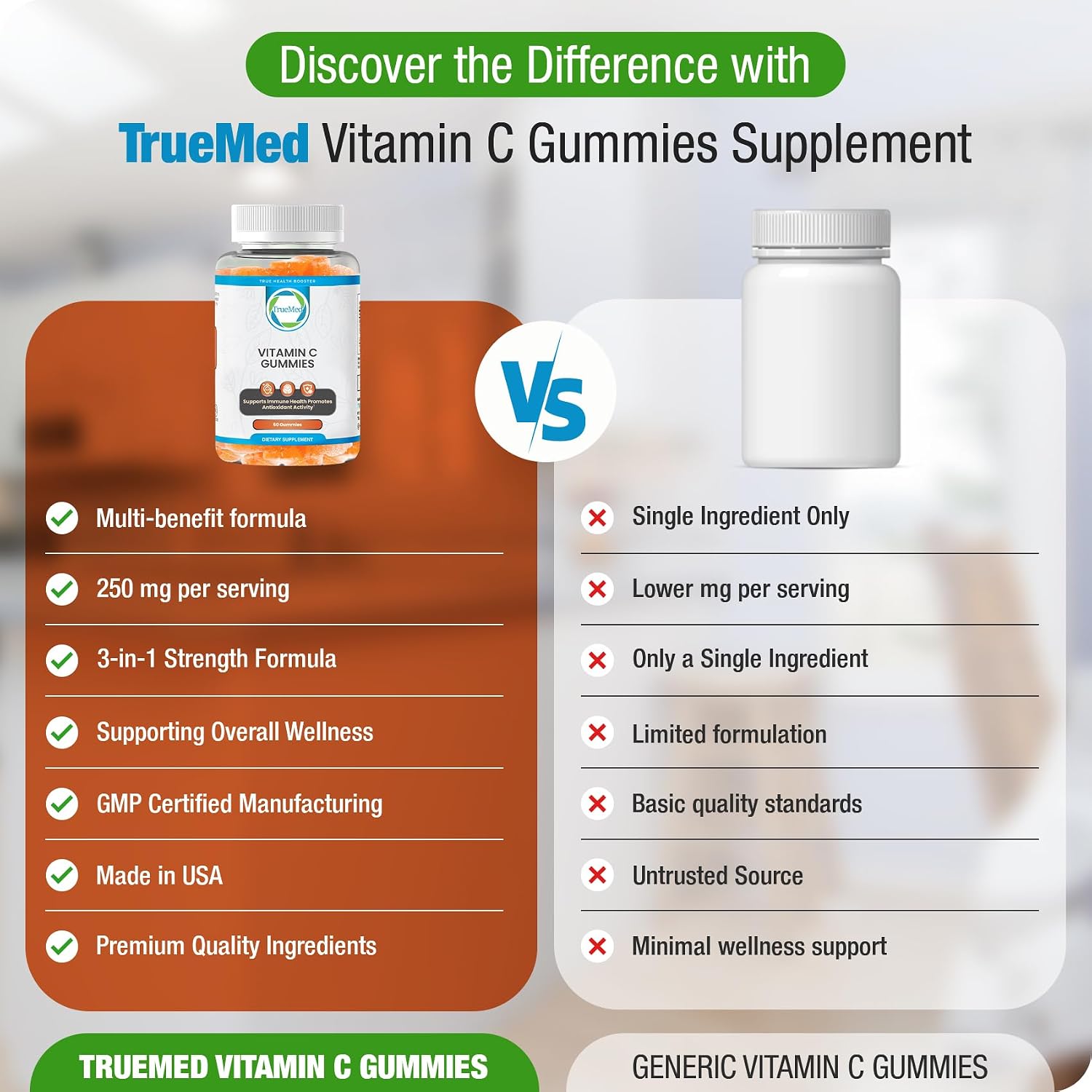 TRUEMED Gomitas de Vitamina C con Zinc y Probióticos - 250mg - 60 unidades