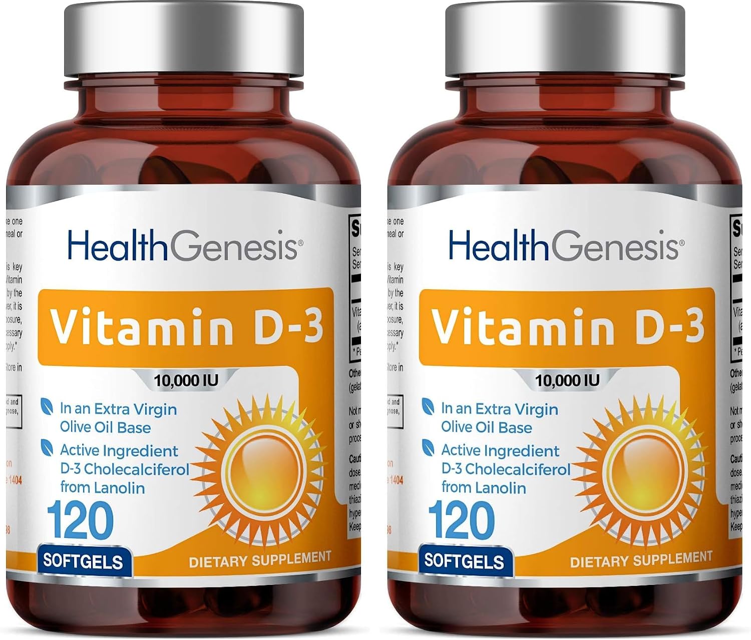 Vitamina D3 10000 UI 120 Cápsulas Blandas - Alta Potencia en Aceite de Oliva Virgen Extra