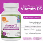 Zahler - Advanced Vitamin D3 50000 IU Cápsulas (120 unidades) - Suplemento Semanal de Vitamina D3