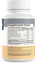 FREEDA Cápsulas de Complejo B – Super Quints B-50 – B2, B3 (Niacinamida), B6, B12 + Biotina + Ácido Fólico + Colina e Inositol – Vegano – 250 Cápsulas