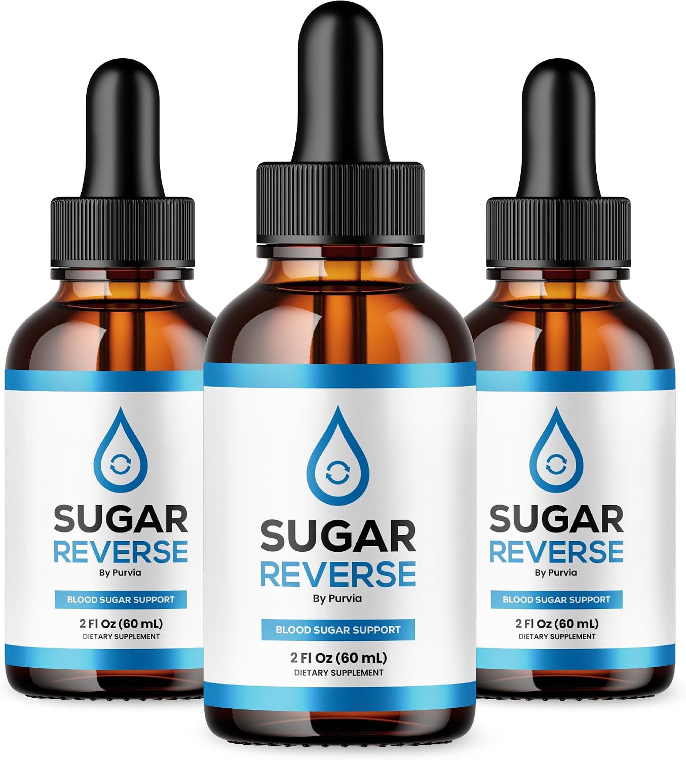 Sugar Reverse Drops, Suplemento Líquido con Cromo, Fórmula Avanzada, 3 Botellas