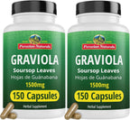 Graviola Soursop Cápsulas de 1500 mg, 150 Unidades – Peruvian Naturals