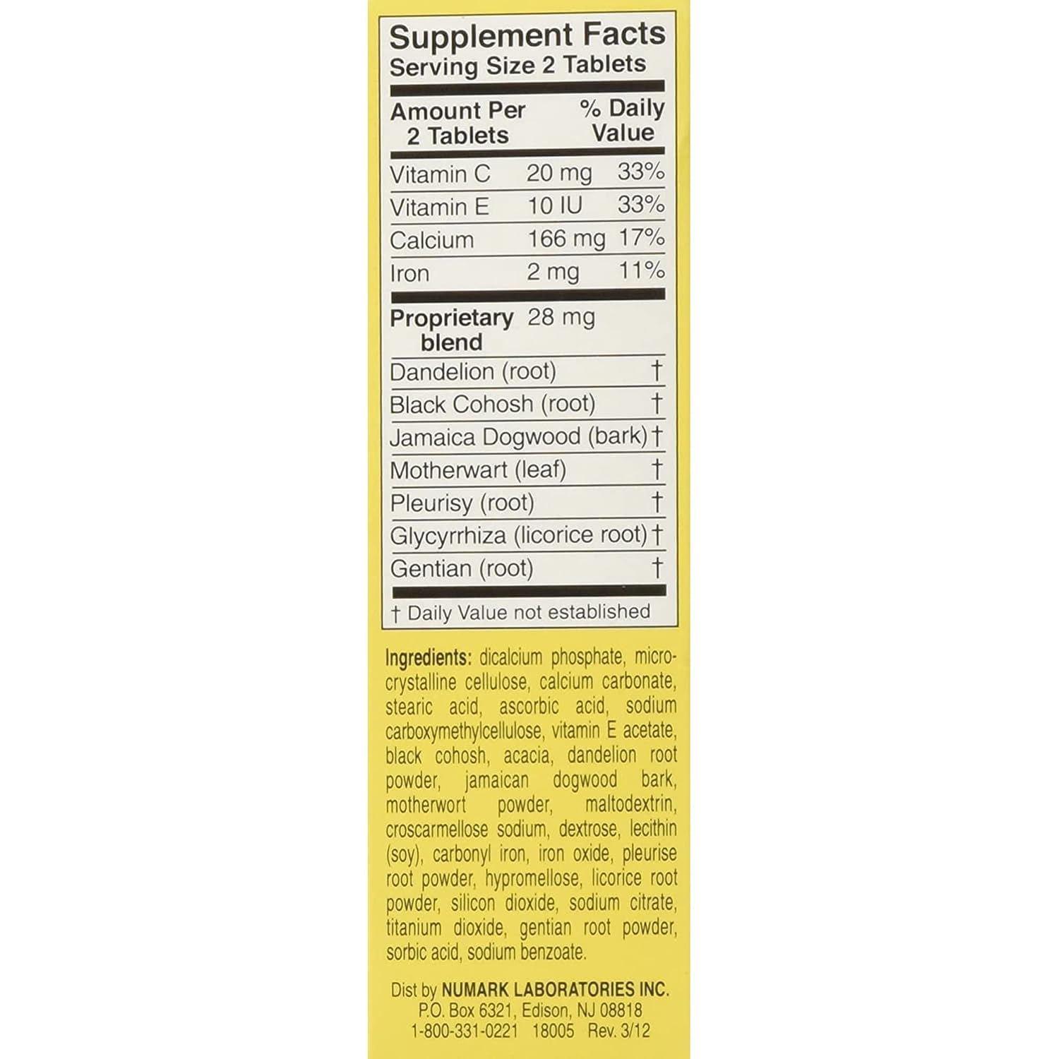 Lydia Pinkham Tablets - 72 Comprimidos