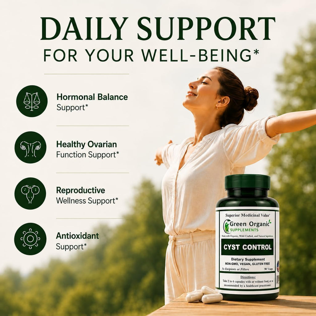 Green Organic Supplements Fórmula para Quiste Mamario, 90 Cápsulas Vegetales, Alta Absorción, No-GMO, Sin Gluten (Paquete de 3)