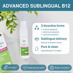 Igennus Triple Complejo de Vitamina B12 5000mcg Spray Sublingual, Metilcobalamina, Adenosilcobalamina e Hidroxocobalamina, 45 Servicios, Vegano